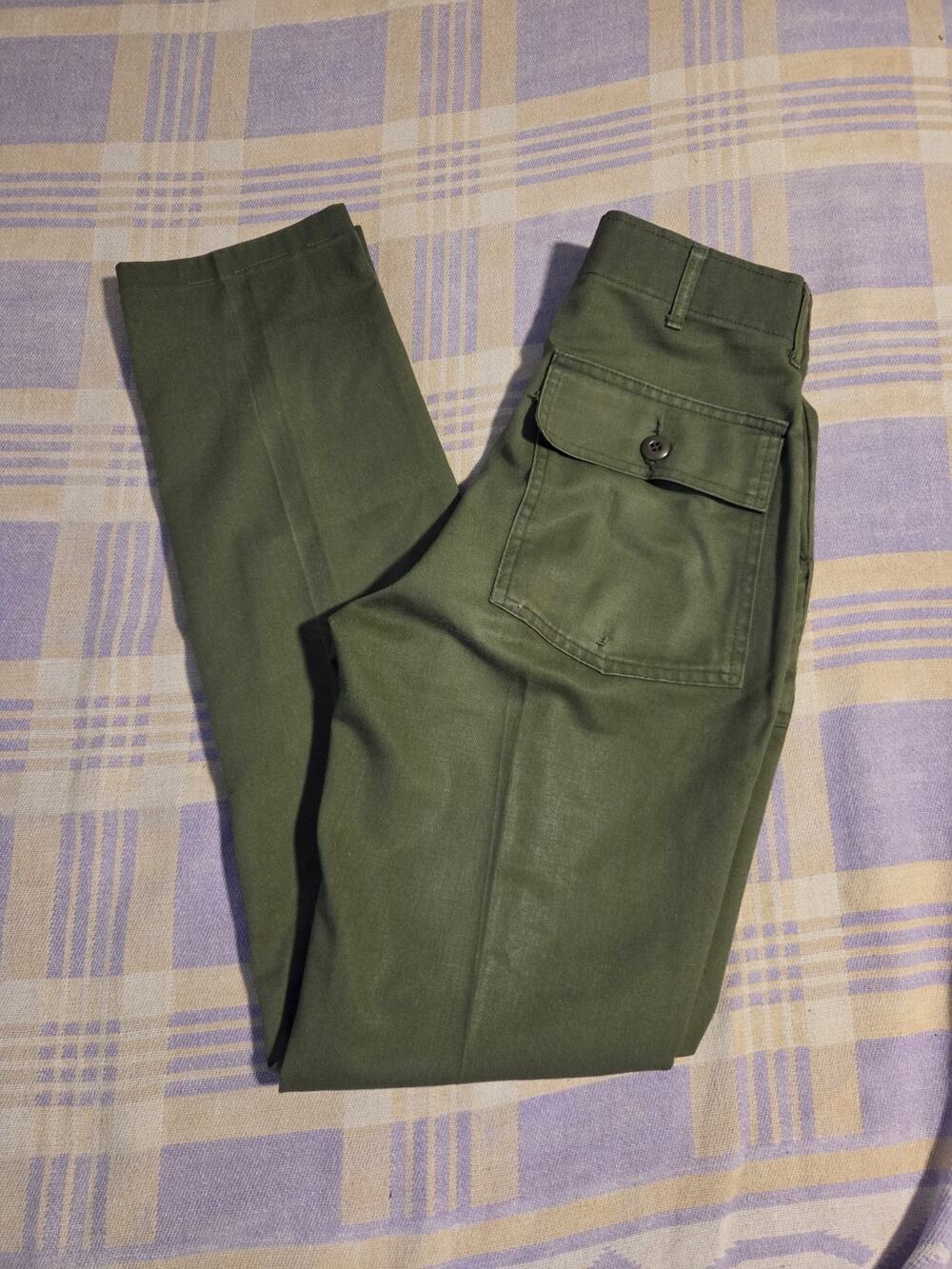 US Army OG-507 Fatigue Pants Vintage 70s 80s Size 26 x 31 Utility Trousers Ideal